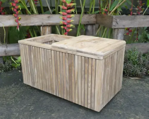 Product image of the product “Rectangular Planter with Lid, 37 cm Height | Teak Wood, Natural Finish ”